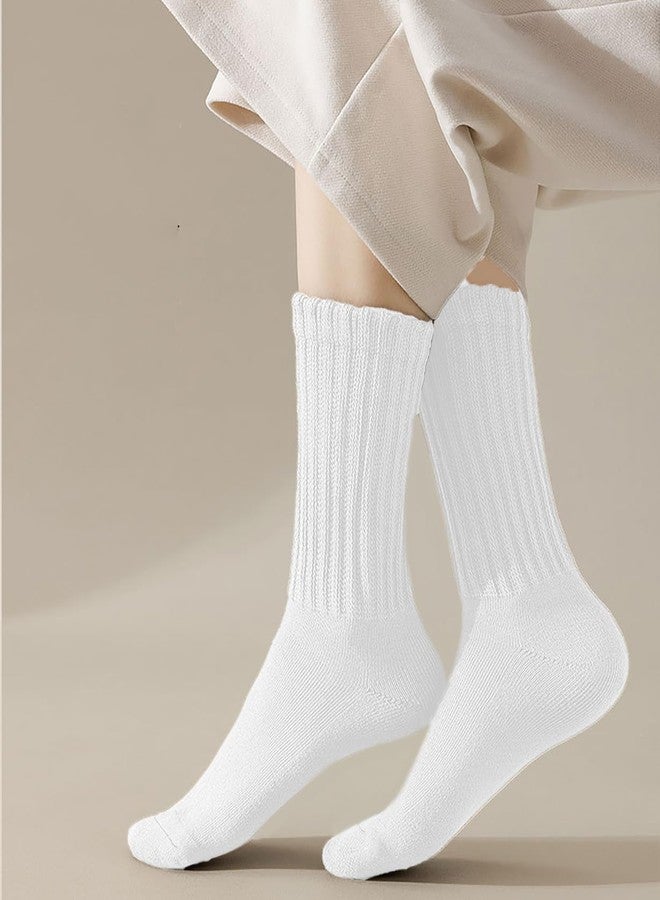 PLZSITDOWN Women Slouch Socks Knit Mid Calf Rib Tube Scrunchy Slouchy Crew Socks White - Image 2